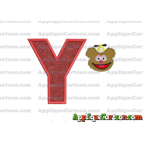 Fozzie Muppet Baby Head 01 Applique Embroidery Design With Alphabet Y