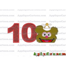 Fozzie Muppet Baby Head 02 Applique Embroidery Design Birthday Number 10