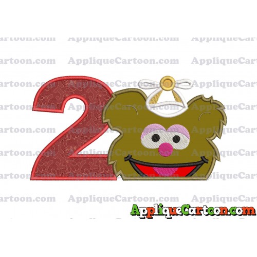 Fozzie Muppet Baby Head 02 Applique Embroidery Design Birthday Number 2