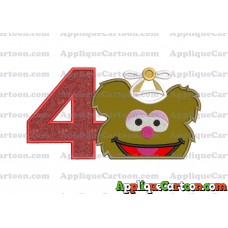Fozzie Muppet Baby Head 02 Applique Embroidery Design Birthday Number 4