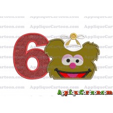 Fozzie Muppet Baby Head 02 Applique Embroidery Design Birthday Number 6