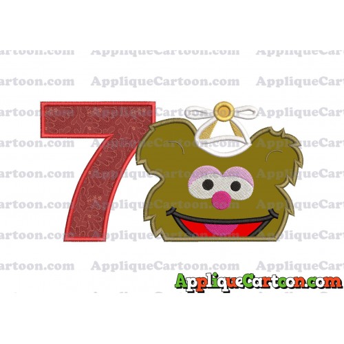 Fozzie Muppet Baby Head 02 Applique Embroidery Design Birthday Number 7