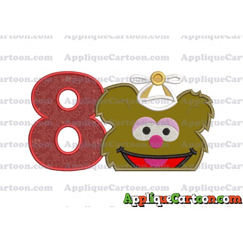 Fozzie Muppet Baby Head 02 Applique Embroidery Design Birthday Number 8