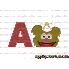 Fozzie Muppet Baby Head 02 Applique Embroidery Design With Alphabet A
