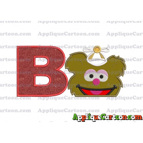 Fozzie Muppet Baby Head 02 Applique Embroidery Design With Alphabet B