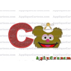 Fozzie Muppet Baby Head 02 Applique Embroidery Design With Alphabet C