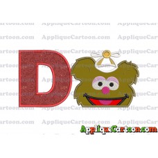 Fozzie Muppet Baby Head 02 Applique Embroidery Design With Alphabet D