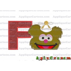 Fozzie Muppet Baby Head 02 Applique Embroidery Design With Alphabet F