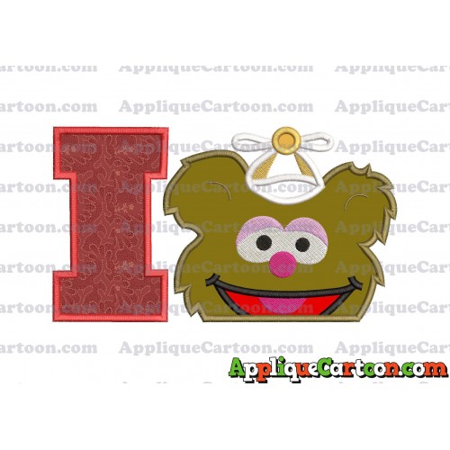 Fozzie Muppet Baby Head 02 Applique Embroidery Design With Alphabet I