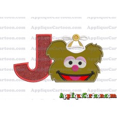 Fozzie Muppet Baby Head 02 Applique Embroidery Design With Alphabet J