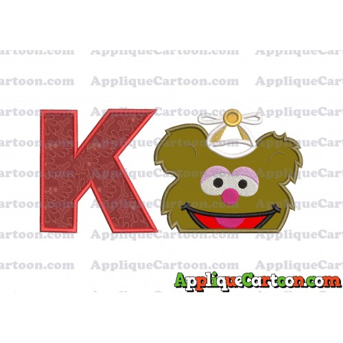 Fozzie Muppet Baby Head 02 Applique Embroidery Design With Alphabet K