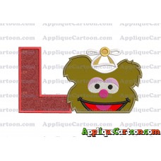 Fozzie Muppet Baby Head 02 Applique Embroidery Design With Alphabet L
