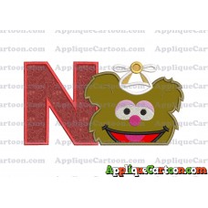 Fozzie Muppet Baby Head 02 Applique Embroidery Design With Alphabet N