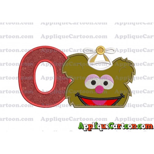 Fozzie Muppet Baby Head 02 Applique Embroidery Design With Alphabet O