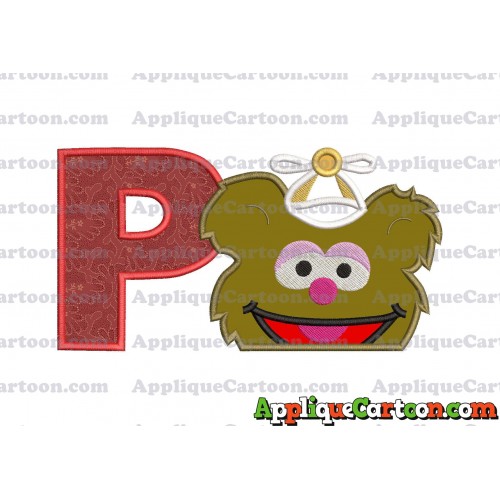 Fozzie Muppet Baby Head 02 Applique Embroidery Design With Alphabet P