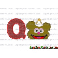 Fozzie Muppet Baby Head 02 Applique Embroidery Design With Alphabet Q
