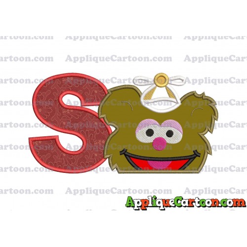 Fozzie Muppet Baby Head 02 Applique Embroidery Design With Alphabet S