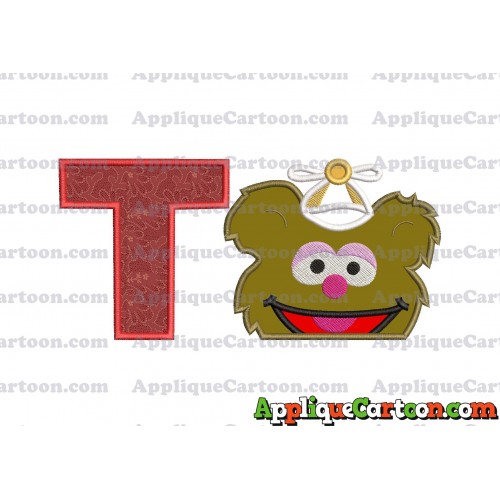 Fozzie Muppet Baby Head 02 Applique Embroidery Design With Alphabet T