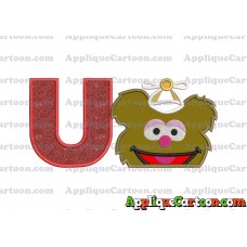 Fozzie Muppet Baby Head 02 Applique Embroidery Design With Alphabet U