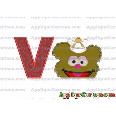 Fozzie Muppet Baby Head 02 Applique Embroidery Design With Alphabet V
