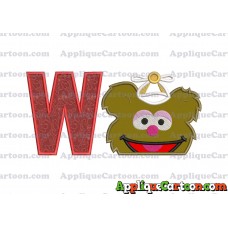 Fozzie Muppet Baby Head 02 Applique Embroidery Design With Alphabet W