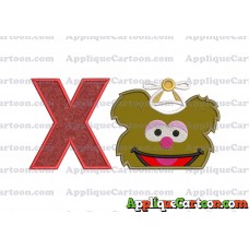 Fozzie Muppet Baby Head 02 Applique Embroidery Design With Alphabet X