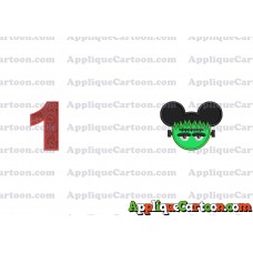 Frankenstein Mickey Ears Applique Design Birthday Number 1