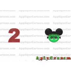 Frankenstein Mickey Ears Applique Design Birthday Number 2