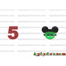 Frankenstein Mickey Ears Applique Design Birthday Number 5