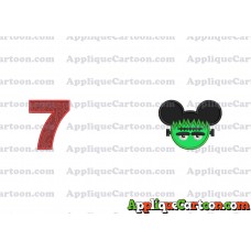 Frankenstein Mickey Ears Applique Design Birthday Number 7