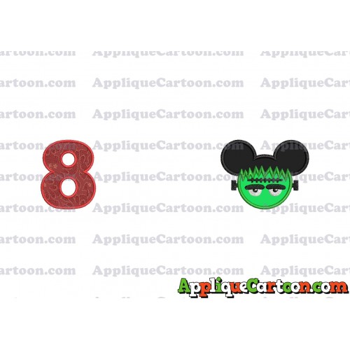 Frankenstein Mickey Ears Applique Design Birthday Number 8