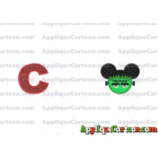 Frankenstein Mickey Ears Applique Design With Alphabet C