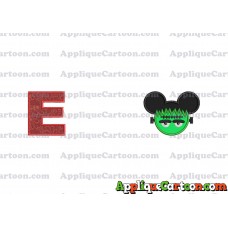 Frankenstein Mickey Ears Applique Design With Alphabet E