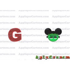 Frankenstein Mickey Ears Applique Design With Alphabet G