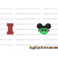 Frankenstein Mickey Ears Applique Design With Alphabet I