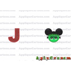 Frankenstein Mickey Ears Applique Design With Alphabet J