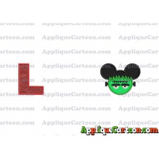 Frankenstein Mickey Ears Applique Design With Alphabet L