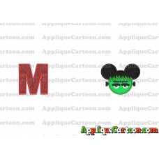Frankenstein Mickey Ears Applique Design With Alphabet M