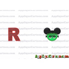 Frankenstein Mickey Ears Applique Design With Alphabet R