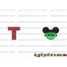 Frankenstein Mickey Ears Applique Design With Alphabet T