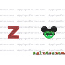Frankenstein Mickey Ears Applique Design With Alphabet Z