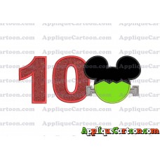 Frankenstein Mickey Mouse Applique Embroidery Design Birthday Number 10