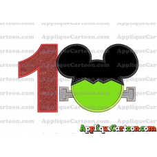 Frankenstein Mickey Mouse Applique Embroidery Design Birthday Number 1
