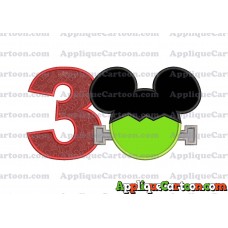 Frankenstein Mickey Mouse Applique Embroidery Design Birthday Number 3