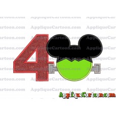 Frankenstein Mickey Mouse Applique Embroidery Design Birthday Number 4