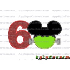 Frankenstein Mickey Mouse Applique Embroidery Design Birthday Number 6