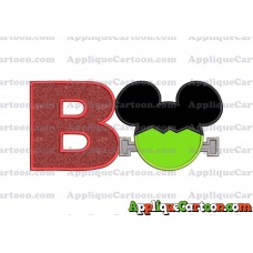 Frankenstein Mickey Mouse Applique Embroidery Design With Alphabet B