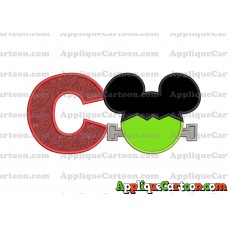 Frankenstein Mickey Mouse Applique Embroidery Design With Alphabet C