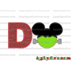 Frankenstein Mickey Mouse Applique Embroidery Design With Alphabet D