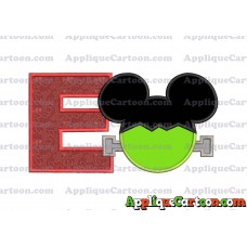 Frankenstein Mickey Mouse Applique Embroidery Design With Alphabet E